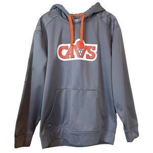 Cleveland Cavaliers Cavs Hoodie Sweatshirt NBA Majestic Gray Orange Size M